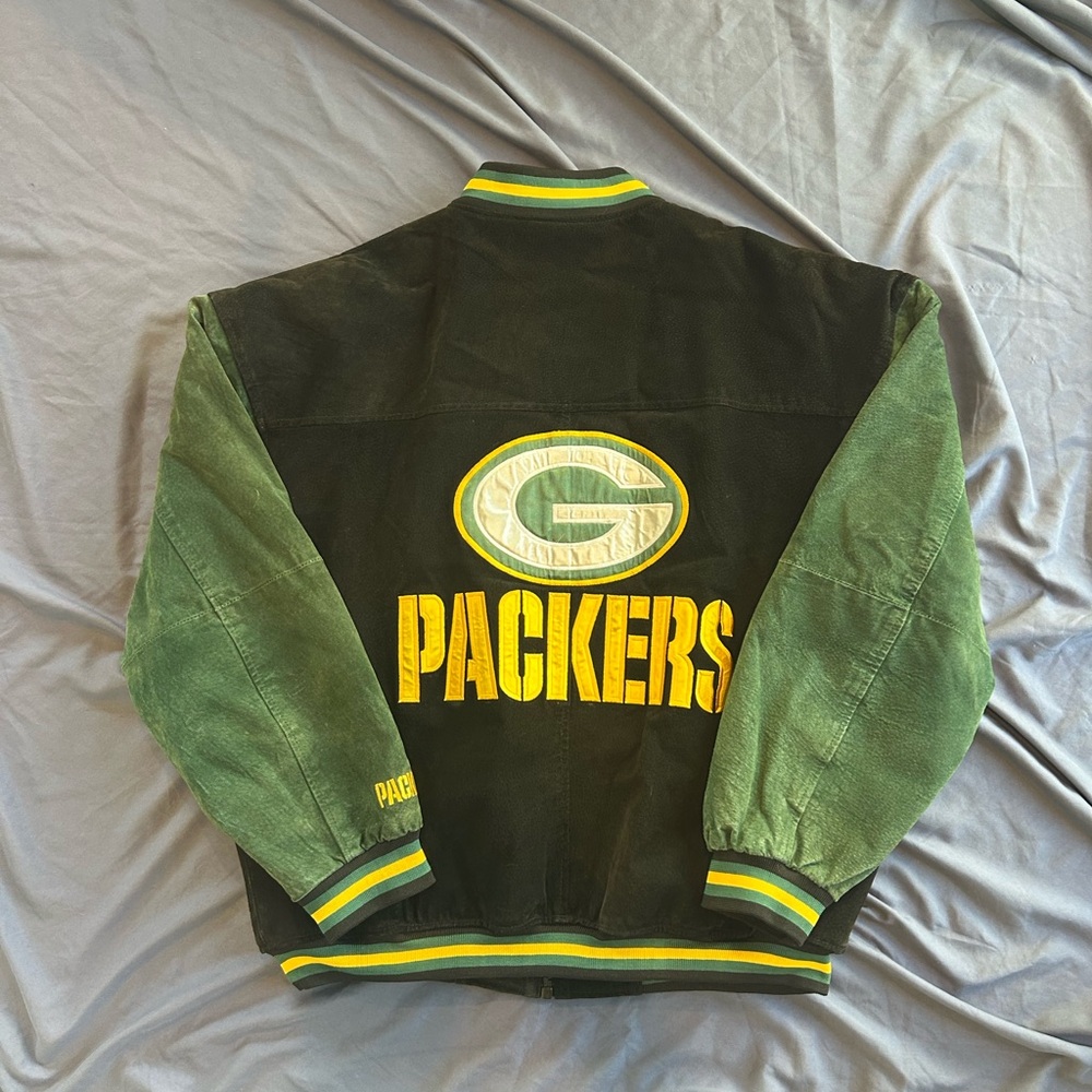 Official NFL / Green Bay Packers / Game Day 100% Leather Varsity Jacket LIKE NEW - Picture 10 of 13